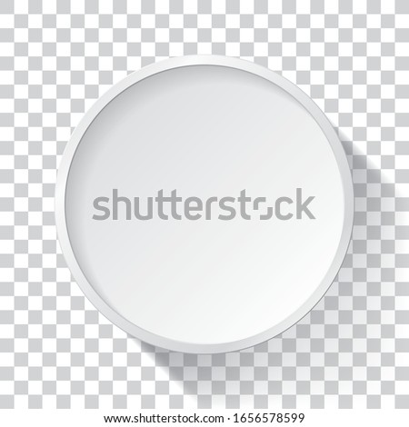Realistic empty round white frame on transparent background, border for your creative project, mock-up sample, vector design object