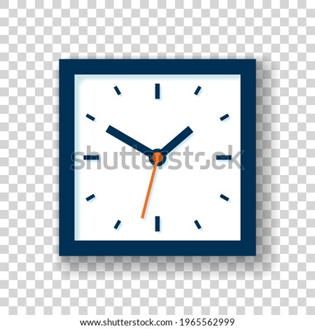 Clock icon in flat style, square timer on transparent background. Business watch. Vector design element for you project