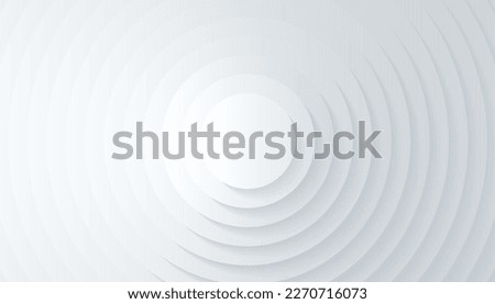 Concentric circles with shadows. Abstract light background. White circulars. Cut out paper. Vector graphic design