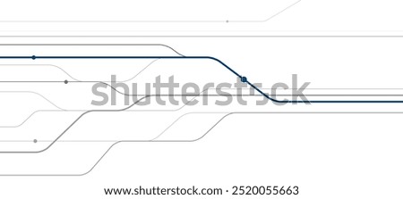 Railway transport. Railroad group outline illustration for your project. Gray and blue lines image on white background. Vector design art