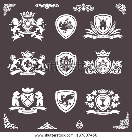 heraldic elements vector set