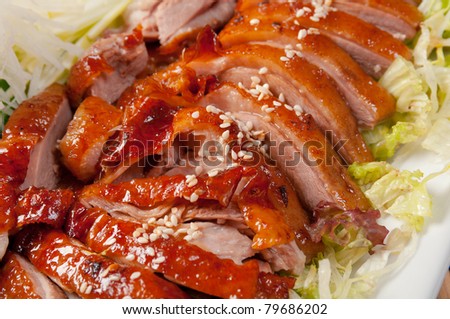 Roasted duck, Chinese style  . Shallow depth-of-field.