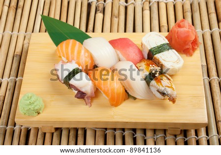 Japanese sushi  traditional japanese food.Japanese nigiri sushi