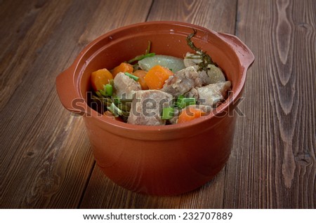 Karjalanpaisti - Karelian hot pot,Karelian stew .traditional meat stew originating from the region of Karelia -  Finland
