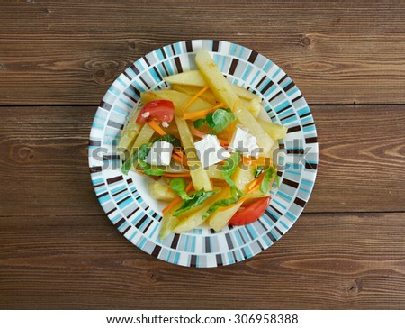 haystak food - dish composed of a starchy food  in combination with fresh vegetables