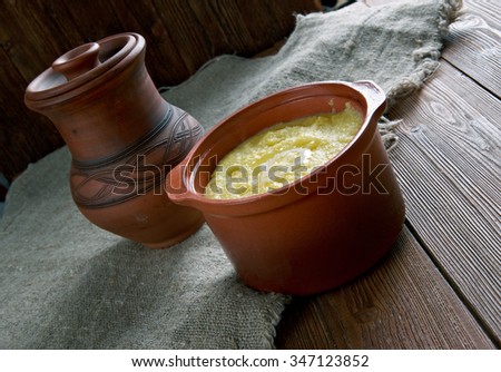 Cornmeal Pap - African porridge soft polenta.In Botswana Stock fotó © 