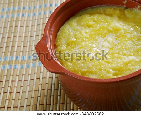 Cornmeal Pap - African porridge soft polenta.In Botswana Stock fotó © 