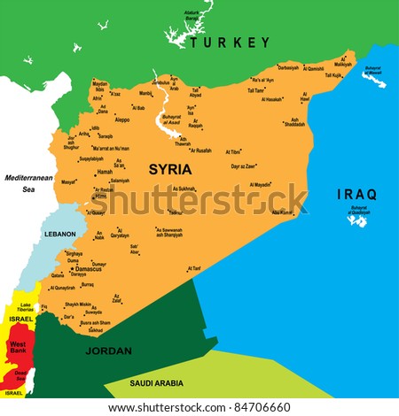 Political Map Of Syria Stock Vector Illustration 84706660 : Shutterstock