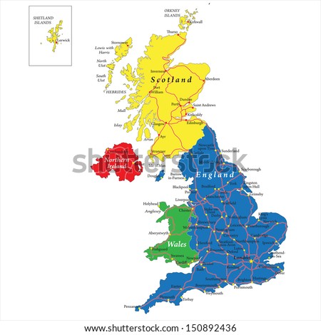 England,Scotland,Wales and North Ireland map