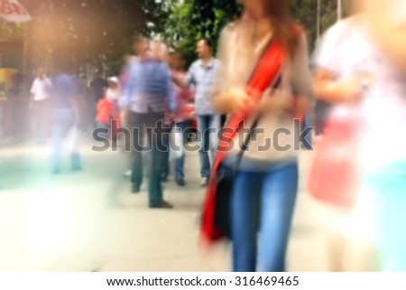 People On Street out of focus , Unrecognizable Crowd out of Focus
