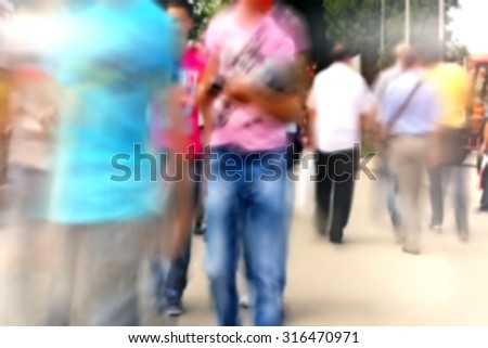 People Walking in a Hurry ,commute Unrecognizable Crowded people  out of focus