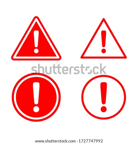 Hazard warning symbol vector icon flat sign symbol with exclamation mark isolated on white background. Hazard warning attention sign with exclamation mark symbol. 
