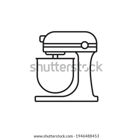 kitchen mixer icon. Outline Vector. Stand mixer. Icon with reflection on white background stock illustration