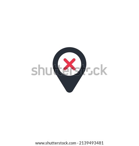 Map pin times vector icon. Pin icon cross. Simple design stock illustration. Location