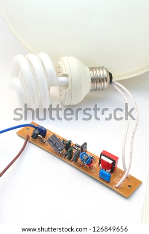The circuit of a light lamp and bulb ion a white background