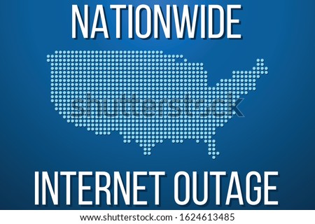 Vector dotted USA map with nationwide internet outage lettering background