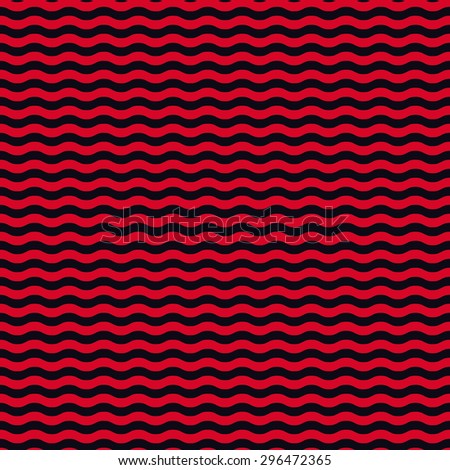 Seamless red and black op art rounded zigzag pattern