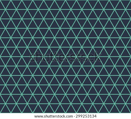 Seamless neon blue geometric triangular hexagonal isometric pattern