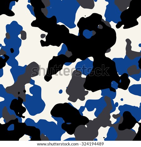 Seamless Fashion Navy Blue White And Black Camouflage Pattern Vector ...
