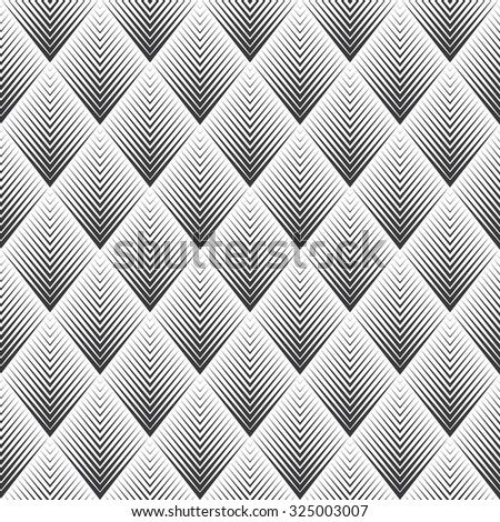 Seamless black and white op art rhombic chevron blend pattern