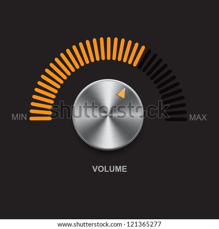 Metal volume button (steel, chrome), gold scale. Vector illustration.