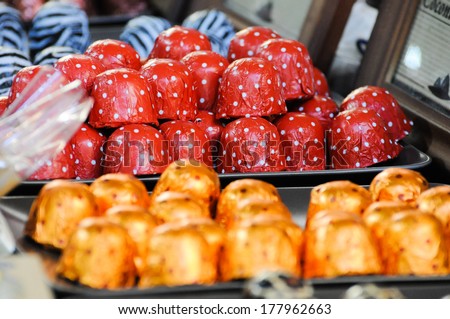 Sweet dessert in a street market in the area of The Rocks, Sydney, New South Wales, Australia.