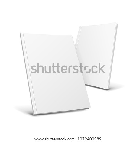 Two Blank Covers Of Magazine, Book, Booklet, Brochure Set. Illustration Isolated On White Background. Mock Up Template Ready For Your Design. Vector EPS10