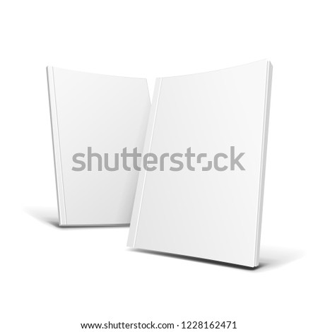 Two Blank Covers Of Magazine, Book, Booklet, Brochure Set. Illustration Isolated On White Background. Mock Up Template Ready For Your Design. Vector EPS10