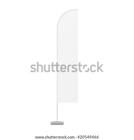 White Outdoor Blade Straight Feather Flag, Stander Advertising Banner Shield. Illustration Isolated On White Background. Mock Up Template Ready For Your Design. Product Packing Vector EPS10