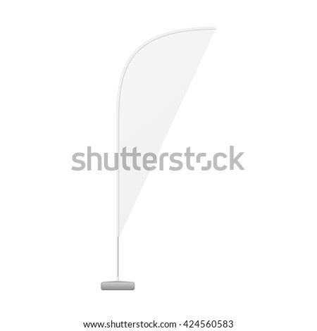 White Outdoor Shark Fin Blade Feather Flag, Stander Advertising Banner Shield. Illustration Isolated On White Background. Mock Up Template Ready For Your Design. Product Packing Vector EPS10