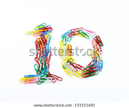 Color paper clips of Arabic numerals