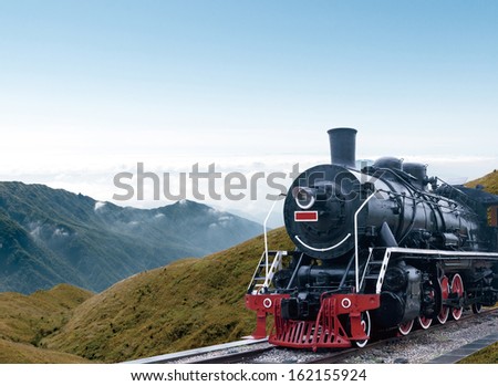 vintage black steam powered railway train