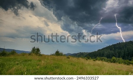 Similar – Foto Bild dramatischer Himmel während eines Gewitters auf dem Fluss