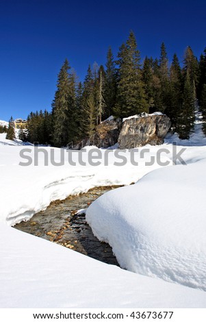 winter creek with snow