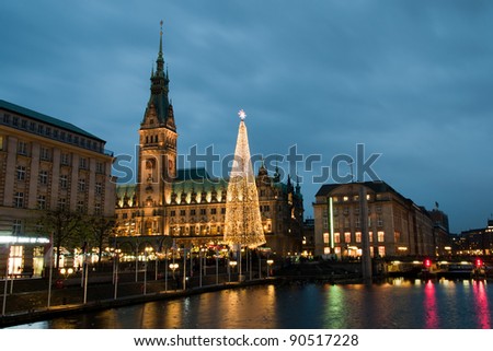 Hamburg Town Hall at Christmas time