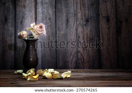vase rose still life wood background