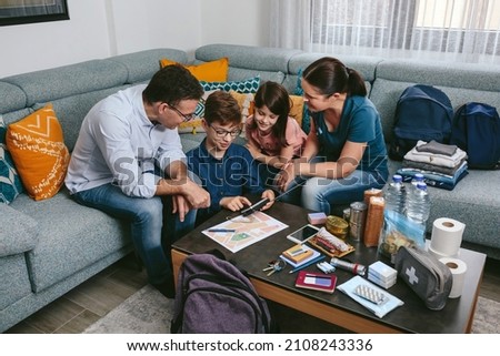 Similar – Image, Stock Photo Father explains nature to child