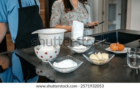 Image, Stock Photo Faceless woman preparing eggs with whisk in kitchen