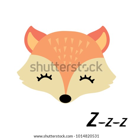 Cute little sleepy fox.Animal vector illustration