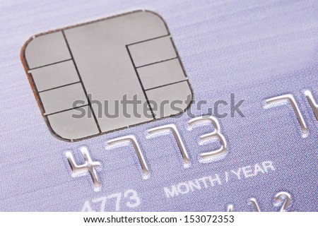 Credit card with micro chip selective focus