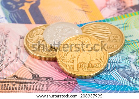 Australian dollar banknotes and coins