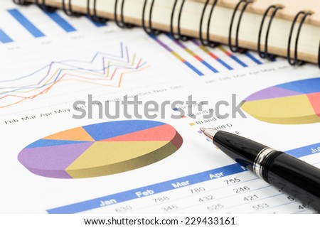 Marketing report pie chart with graph analysis