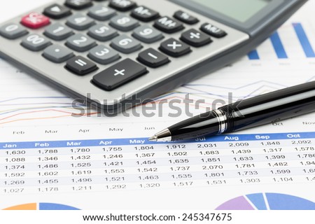 sales report analysis with pen and calculator ez canvas
