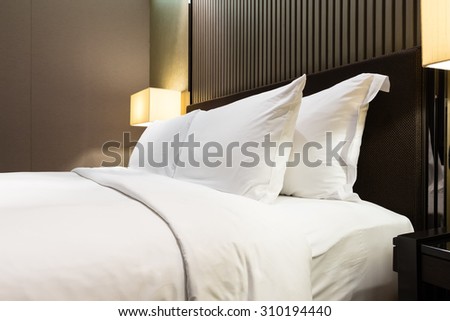 Luxury bed and pillow with light
