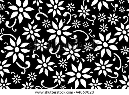 Black Flower Pattern White Stripe Curtain | eBay