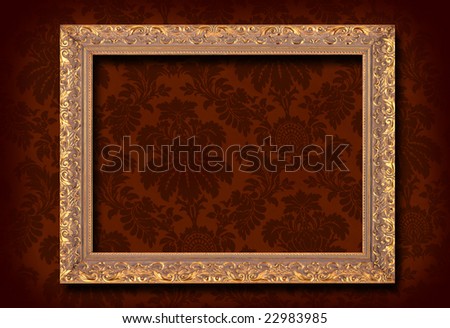 Victorian wallpaper and gold antique frame