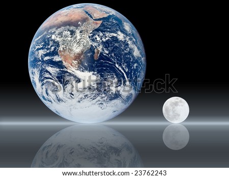 Earth and moon reflection - business concept
