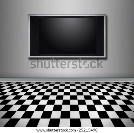 Flat screen tv hanging in a modern room