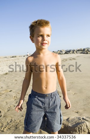 Little Boy Playing At The Beach Stock Photo 34337536 : Shutterstock