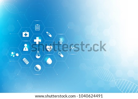 health care and science icon pattern medical innovation concept background vector design.